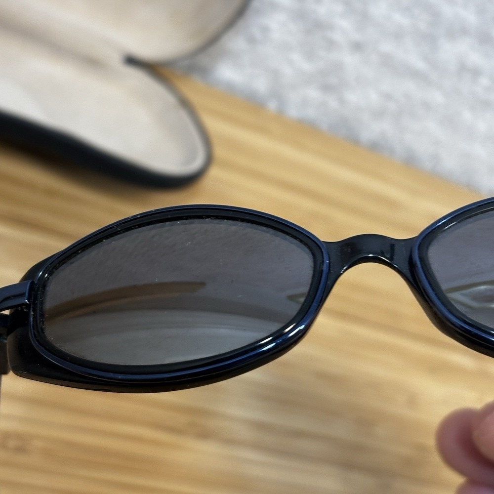 Maui Jim MJ-124-02 Sunglasses Frames Gunmetal Blue On Black Oval Need Repair - Picture 11 of 12